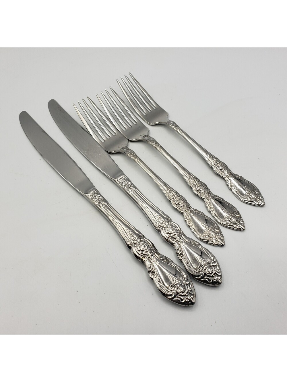 Oneida WORDSWORTH Stainless Flatware Dinner Knife & Forks Set of 5 Glossy
